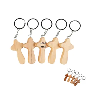 Wood Cross Shaped Keychain