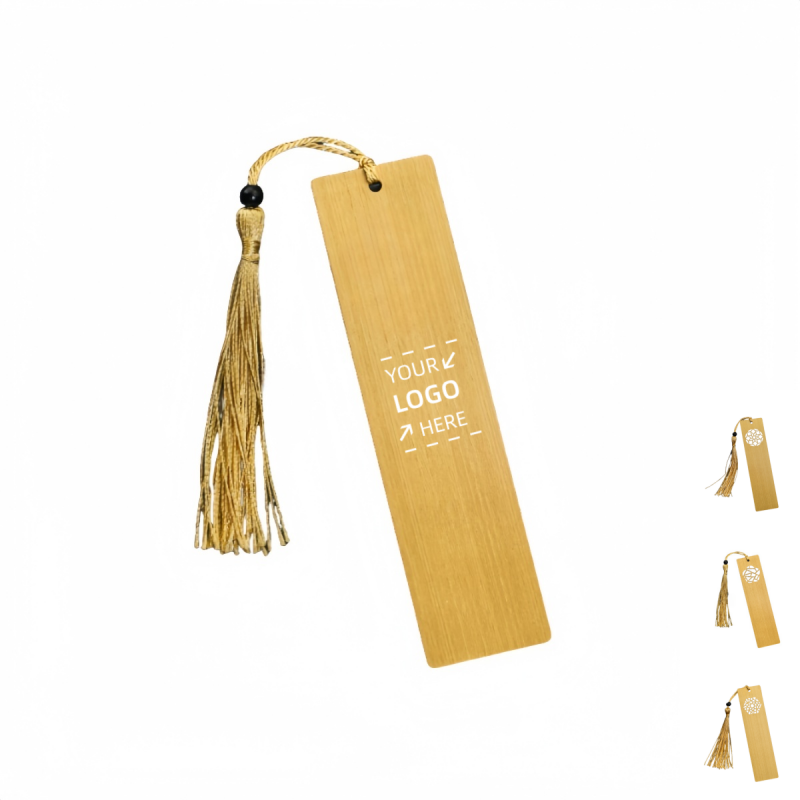 Stainless Steel Brass Engraved Bookmark w/ Tassel